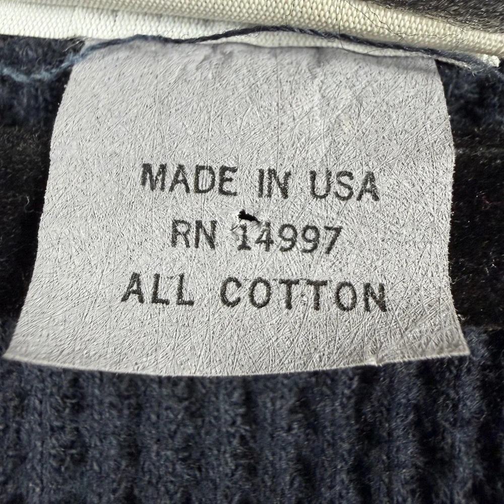 Vtg Hendris Co NYC Waffle Knit Thermal Garden Patch Button Top Cottagecore S